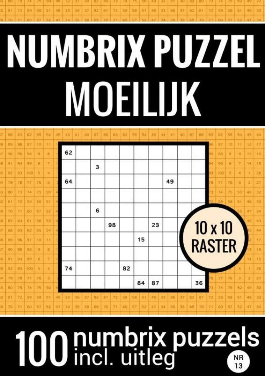 Libro di puzzle senza marchio senza marchio con 100 puzzle numbrix per studenti avanzati - n. 13 - Puzzle numbrice difficile