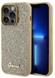 Guess disco metal script - estuche rígido - iPhone 14 pro max - carcasa dorada