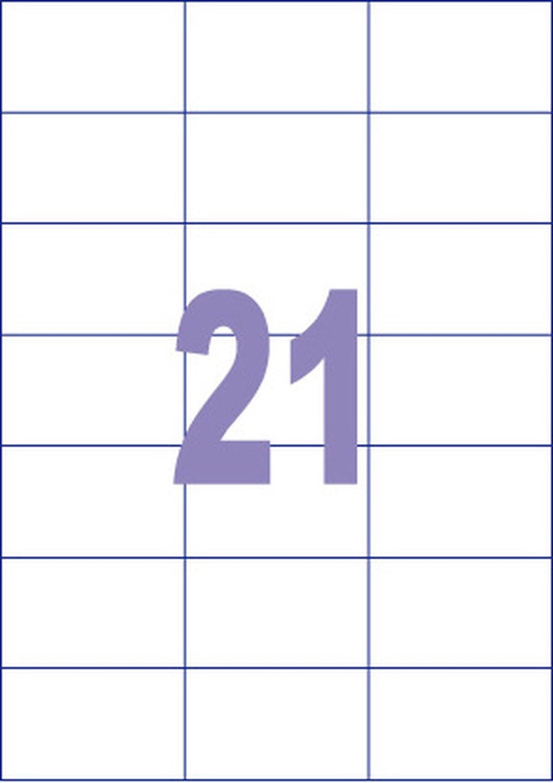 Kangaro etiket - inkjet laser kopieer - 70x42,3mm - 100 vel - 21 stickers per vel - k-7042