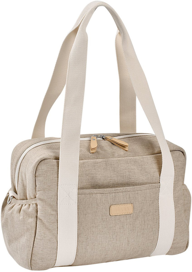 Borsa per pannolini Béaba Paris - borsa per neonati unisex - borsa per pannolini con fasciatoio e scomparto isotermico - passeggino - attacco per carrello - 16l - argilla