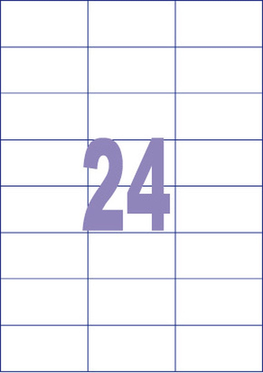 Kangaro labels - universal - self-adhesive - inkjet laser copy - 70x37mm - 100 sheets - 24 stickers per sheet - k-7037