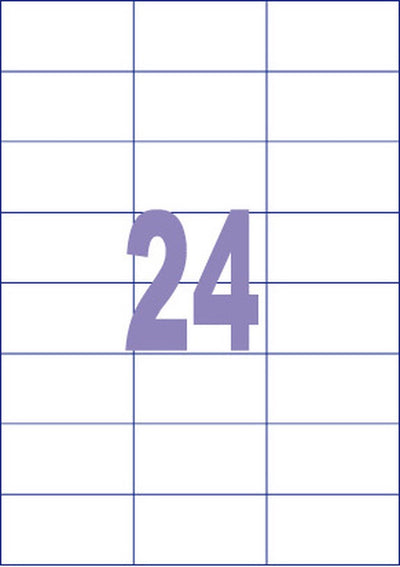 Kangaro labels - universal - self-adhesive - inkjet laser copy - 70x37mm - 100 sheets - 24 stickers per sheet - k-7037