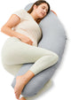 Cuscino per gravidanza Momcozy a forma di J – cuscino ergonomico di supporto per dormire sul fianco – tessuto jersey – grigio chiaro