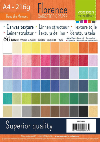 Florence cardboard - assortment - a4 - linen structure - 216g - 60 sheets