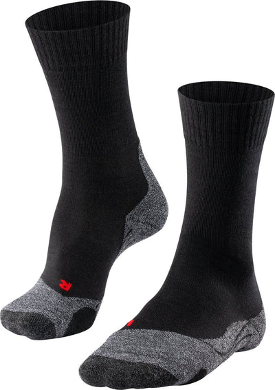 Falke tk2 calcetines para caminar de material funcional de lana gruesa antiampollas mujeres negro - talla 37-38