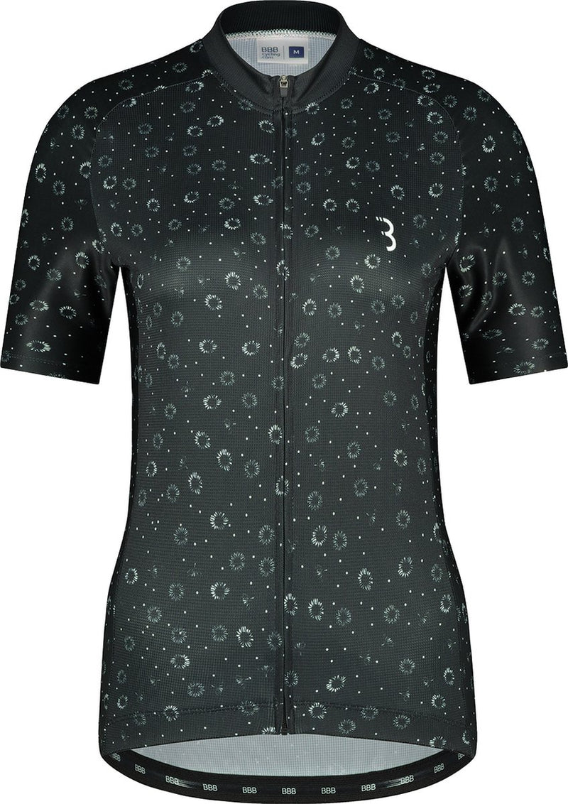 Bbb cycling fietsshirt dames korte mouw donnafit - wielershirt dames korte mouw - comfortabel en sneldrogend wielrenshirt dames - zwart bloemen - maat l - bbw-412