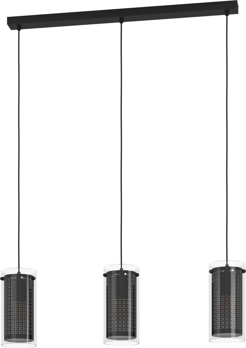 Eglo pinto textil 1 hanglamp - e27 - 82 cm - zwart