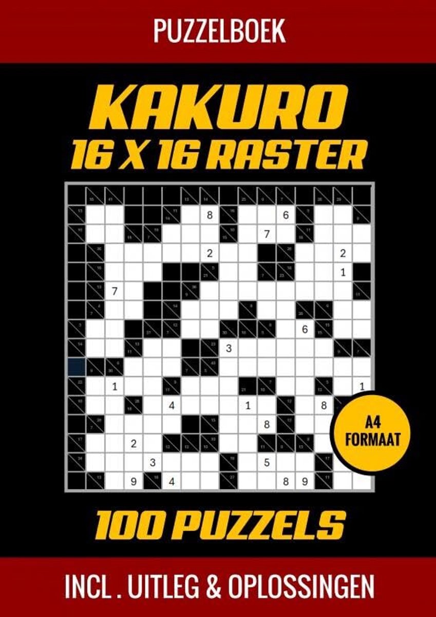 Brandless sans marque puzzle book kakuro 16x16 grid - 100 puzzles - incl. explicación y soluciones