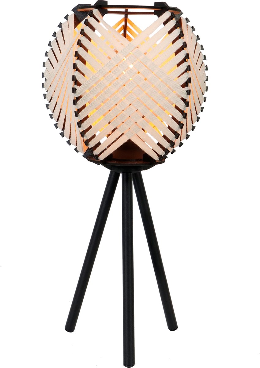 Eglo waverton tafellamp - e27 - 40 cm - zwart wit - textiel