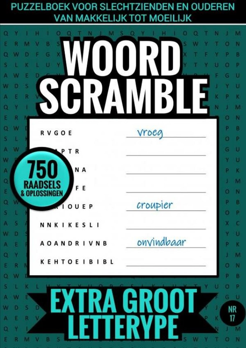 Libro puzzle senza marchio senza marchio per non vedenti e anziani, da facile a difficile - parole mescolate - carattere extra grande - no. 17