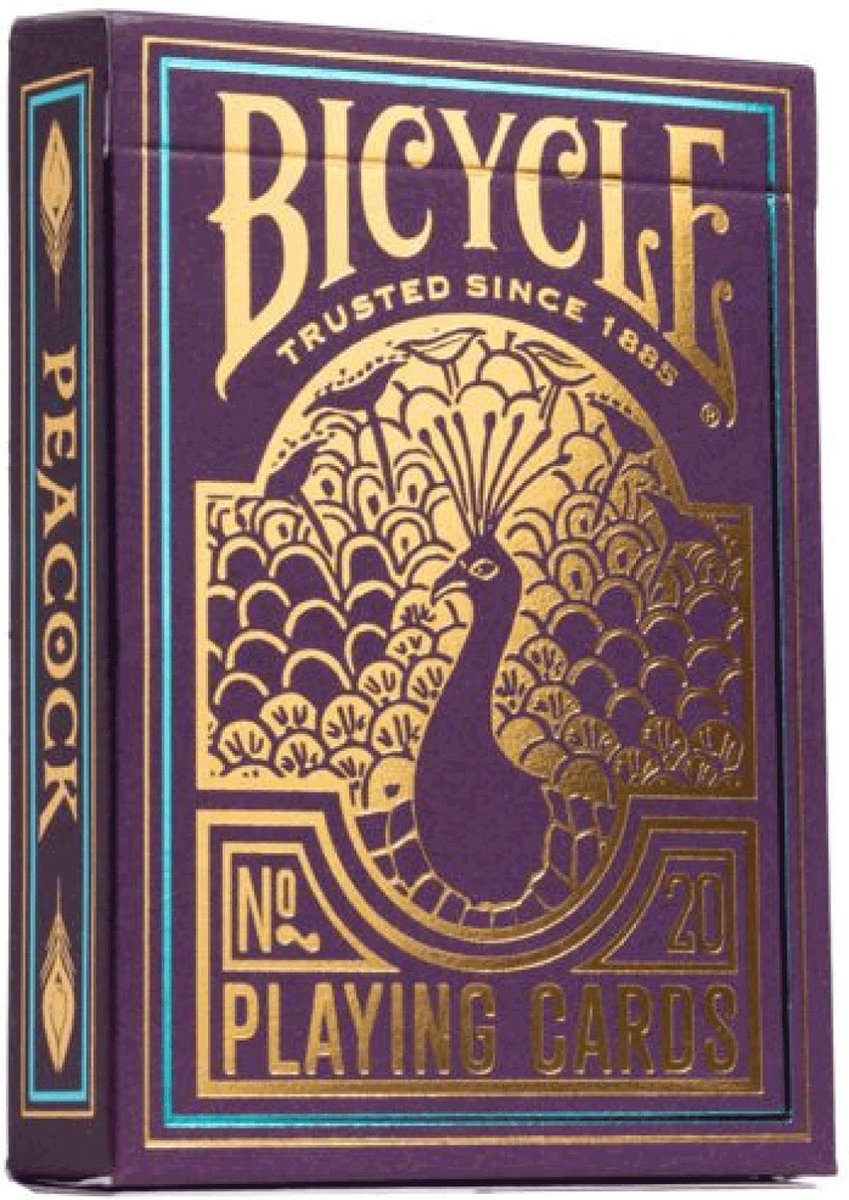 Pavo real morado de bicicleta - naipes premium - póquer - ultimates - con acabado de lámina fría