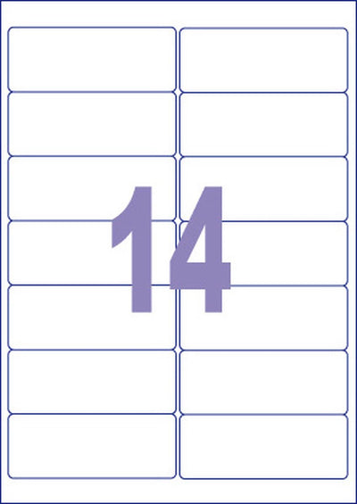 Kangaro labels - universal - self-adhesive - inkjet laser copy - 99.1x38.1mm - 100 sheets - 14 stickers per sheet - k-9938