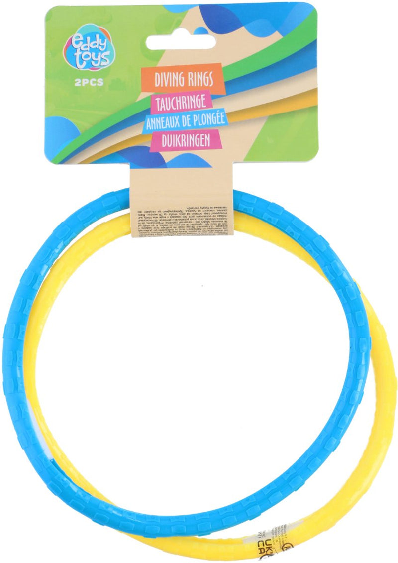 Eddy Toys anelli per immersione 2 pezzi - giocattoli per il nuoto anelli per immersione per bambini - giochi d'acqua per immersione - colori sorprendenti - 1 combinazione di colori casuale