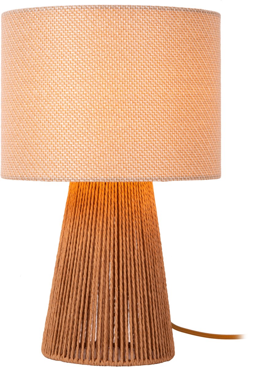 Lucide raffia - tafellamp - ø 24 cm - 1xe14 - beige