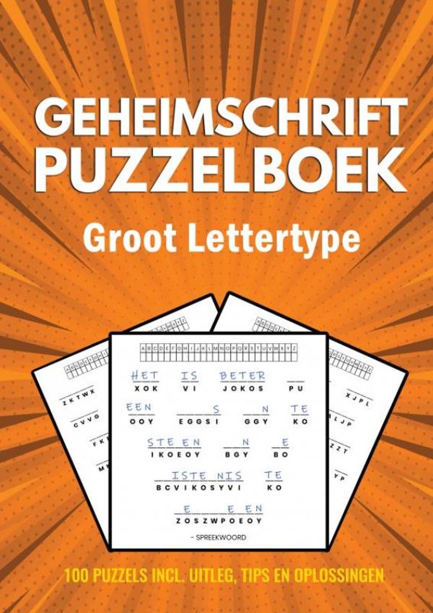 Libro de rompecabezas con códigos secretos sin marca sin marca - fuente grande - 100 rompecabezas - incl. explicación, consejos y soluciones