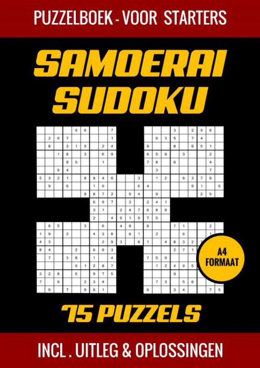 Samoerai sudoku - puzzelboek voor starters - 75 puzzels