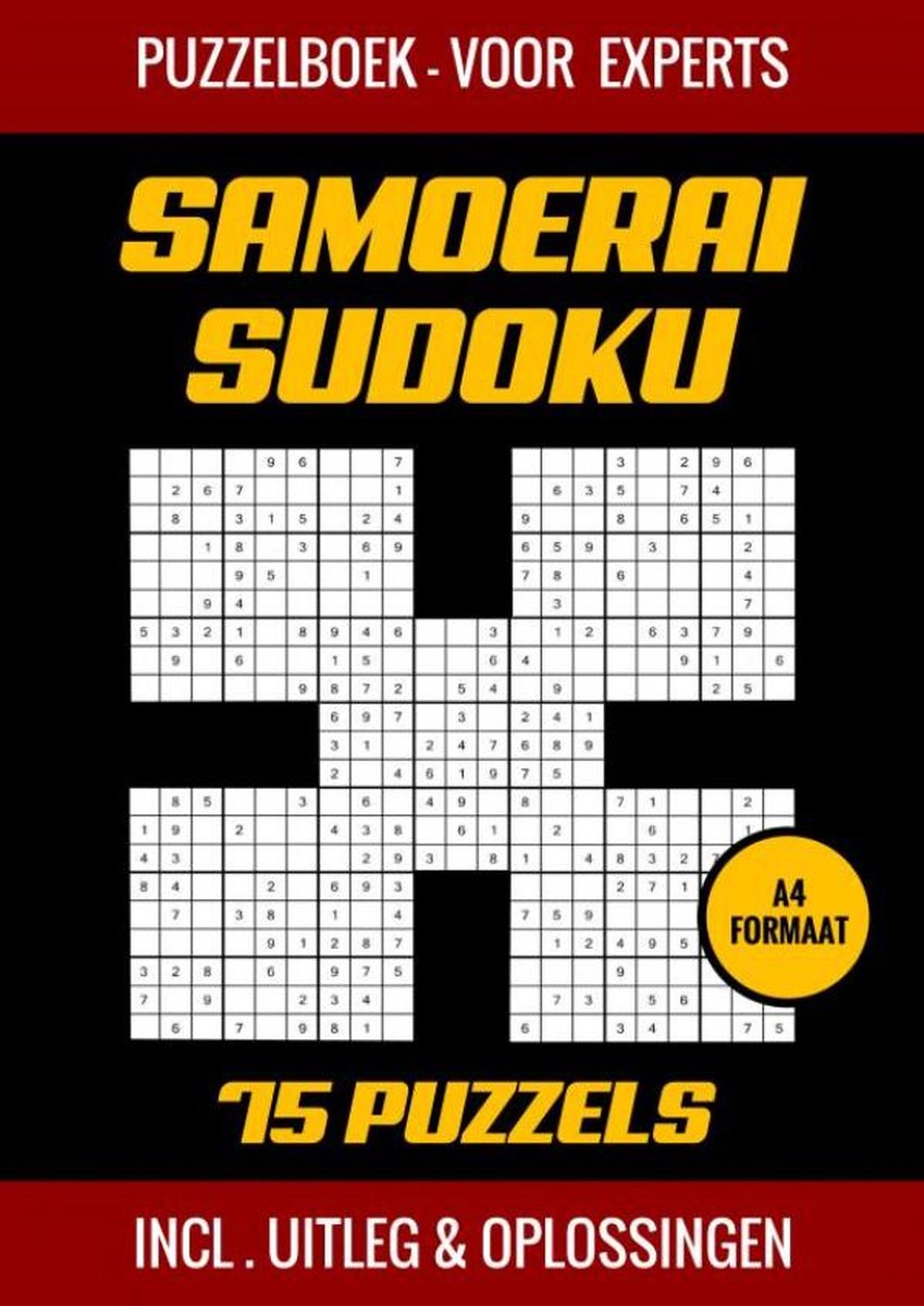 Samoerai sudoku - puzzelboek voor experts - 75 puzzels