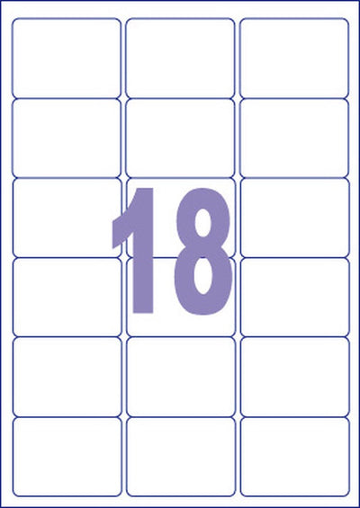 Kangaro label - universal labels - inkjet laser copy - 63.5x46.6mm - 100 sheets - 18 stickers per sheet - k-6346