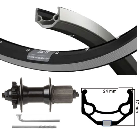 Rueda trasera KGS 28 pulgadas (622) ZAC19 ZW Zilv. Disco 8-10 SP 6 Oturas de pernos