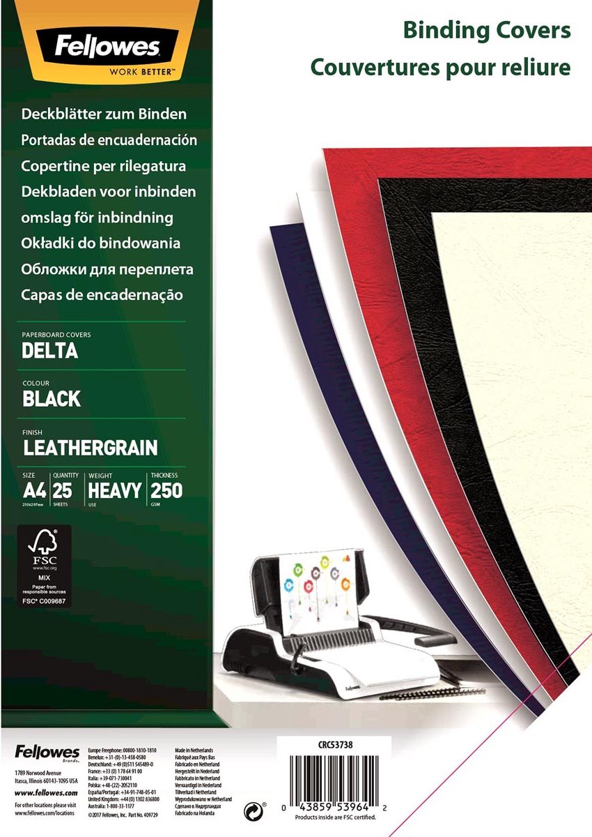 Tapa de encuadernación Fellowes 5373802 papel negro