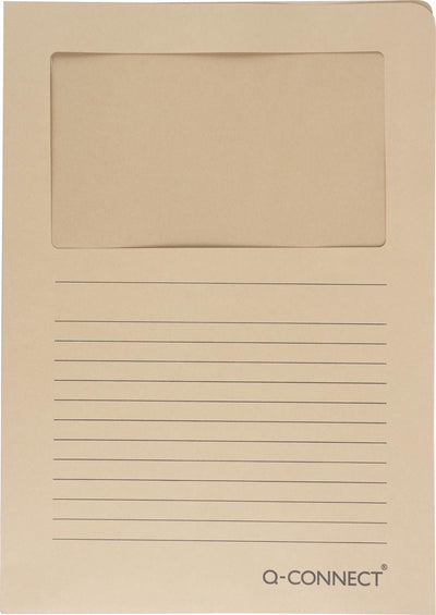 Q-connect l-map con ventana | 120 g m² | a4 | paquete de 100 piezas | papel kraft