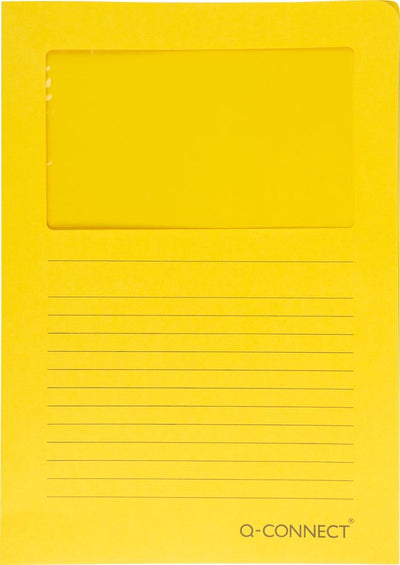 Q-connect l-map con ventana | 120 g m² | a4 | paquete de 100 piezas | amarillo