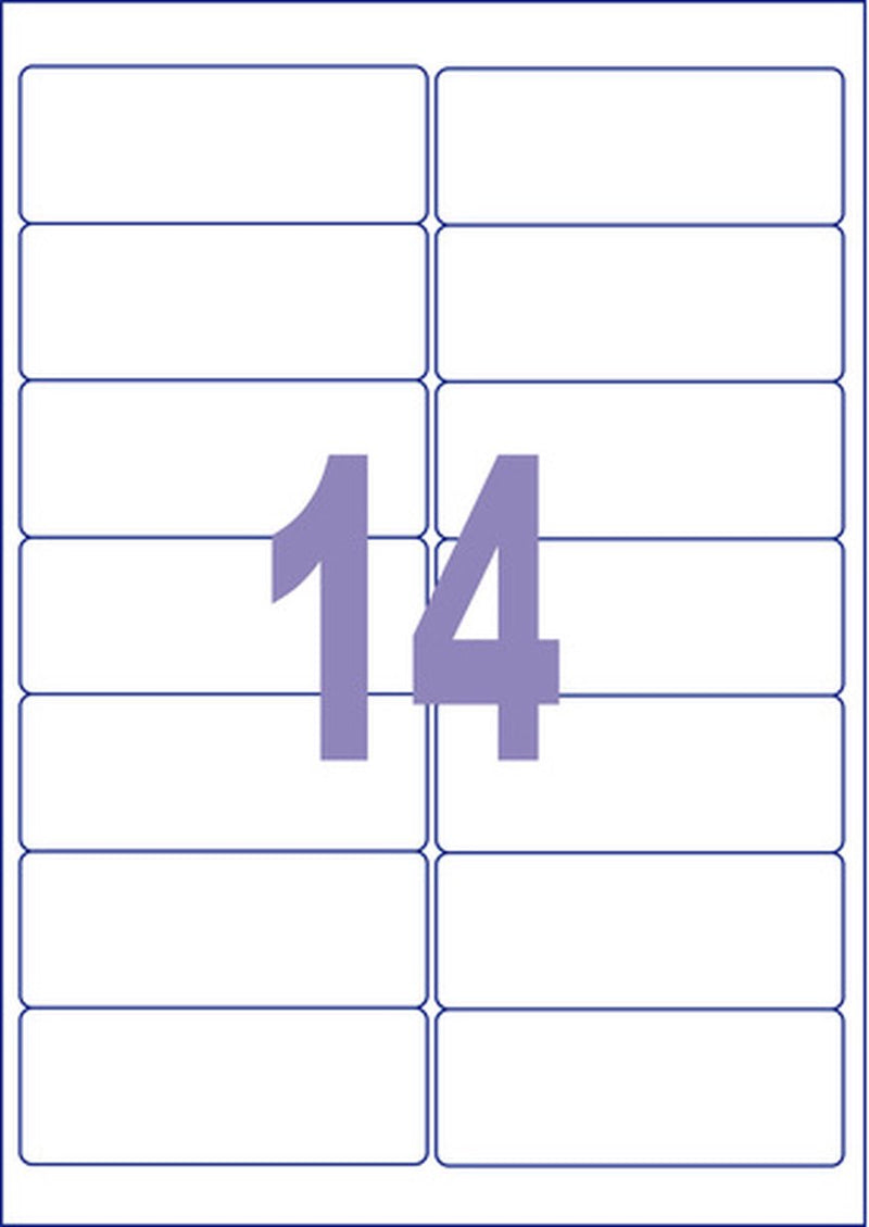Kangaro etiketten - universeel - zelfklevend - inkjet laser kopieer - 99,1x38,1mm - 25 vel - 14 stickers per vel - k-9938-25