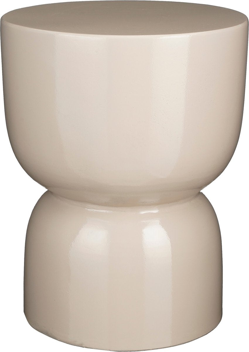 Mesa auxiliar de escenario con decoraciones de mica - h45 x ø35 cm - cemento - beige