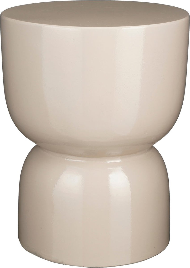 Mesa auxiliar de escenario con decoraciones de mica - h45 x ø35 cm - cemento - beige