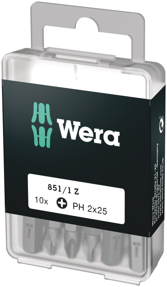 Wera 851 1 z bits phillips, ph 2 x 25 mm (caja pro de 10 bits) - 1 pieza(s) - 05072401001