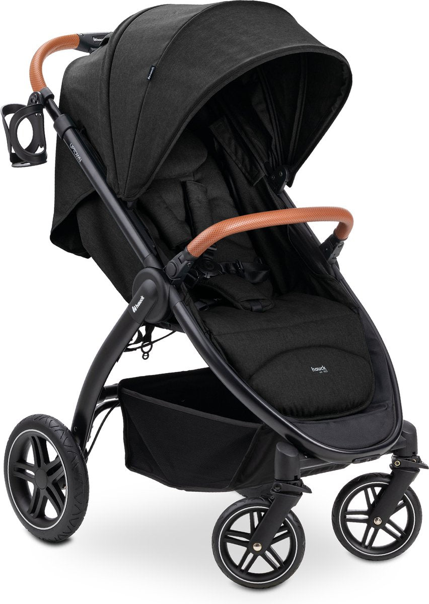 Hauck uptown - passeggino - adatto per città e foresta - per gambe corte e lunghe - nero melange nero
