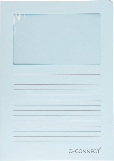 Q-connect l-map con ventana | 120 g m² | a4 | paquete de 100 piezas | azul claro