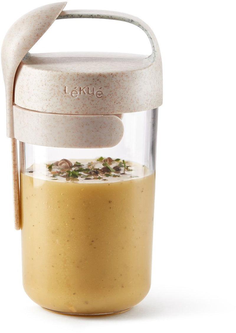 Lékué lunch cup to go organic - 600 ml con cuchara - beige