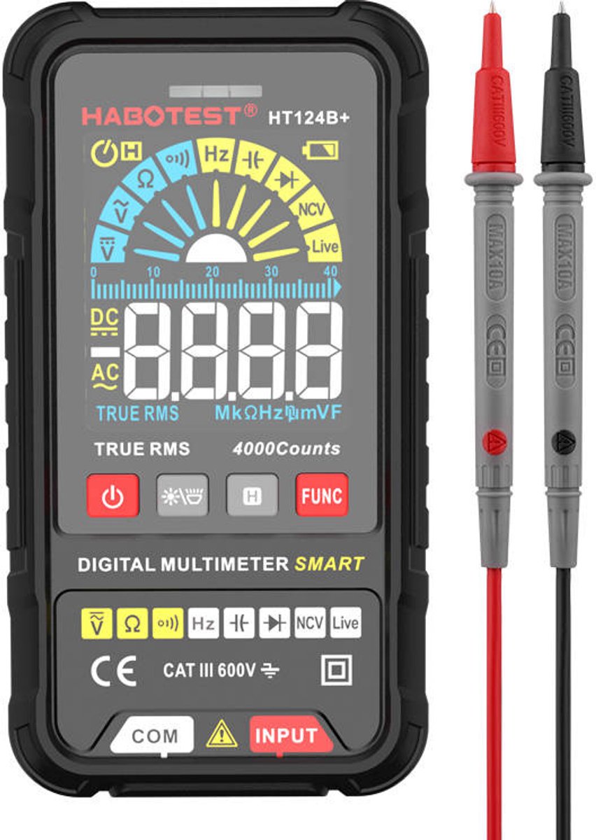 Multimetro digitale universale Habotest per tensioni, correnti e resistenze HT124b+