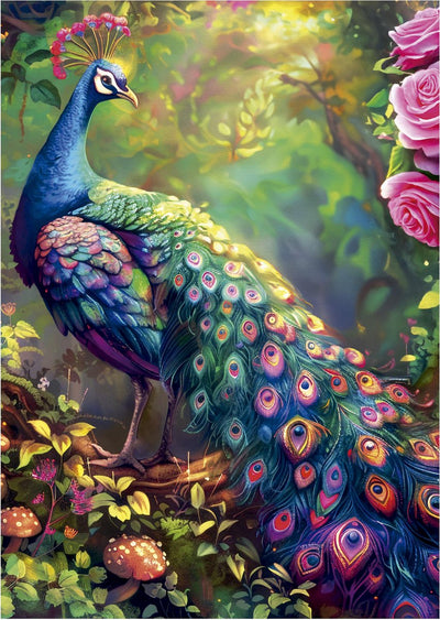 Educa - puzzle - pavo real en el jardin - 1000 piezas - rompecabezas