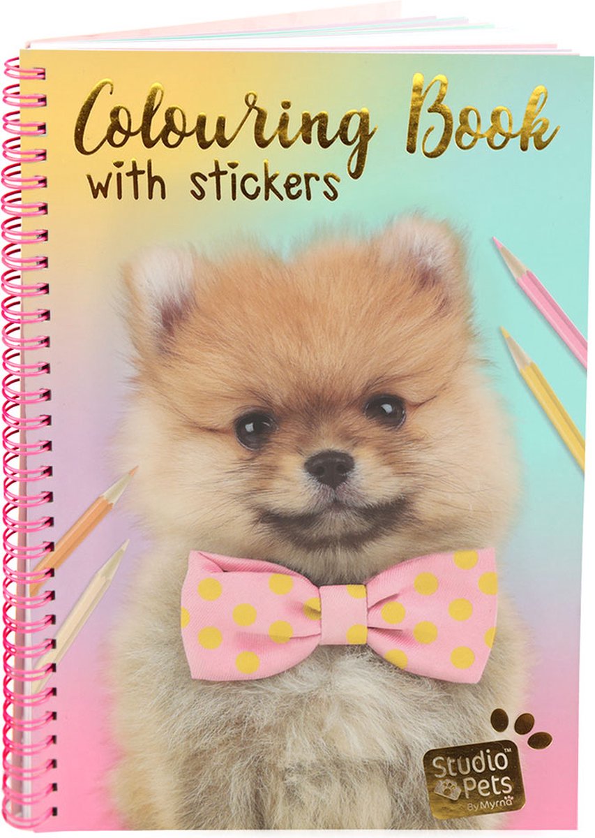 Studio Pets di Myrna Studio Pets® libro da colorare con adesivi A5 – edizione per cani – libro da colorare per bambini