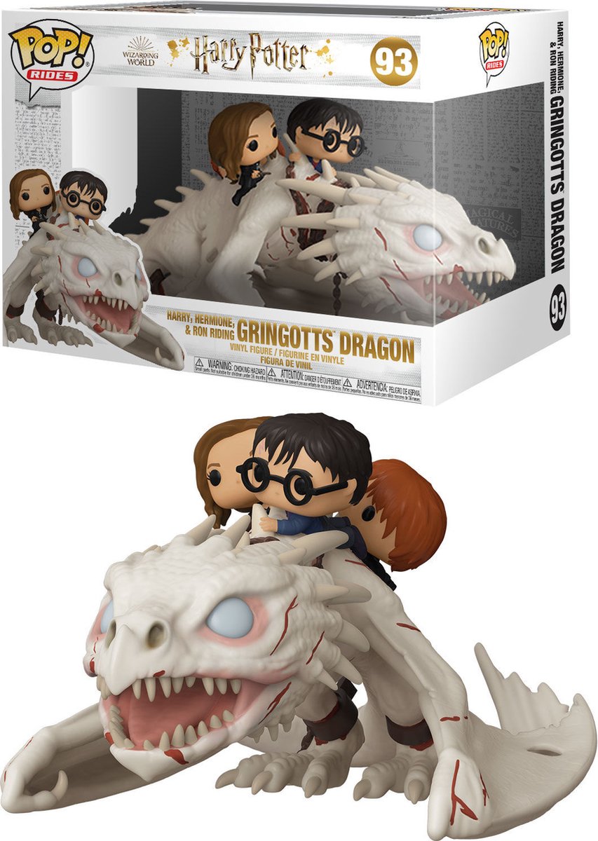 Funko harry potter harry, hermine ron riding gringotts dragon (pop! rides super deluxe) vinylfiguur 93 unisex pop! - neutraal - standard
