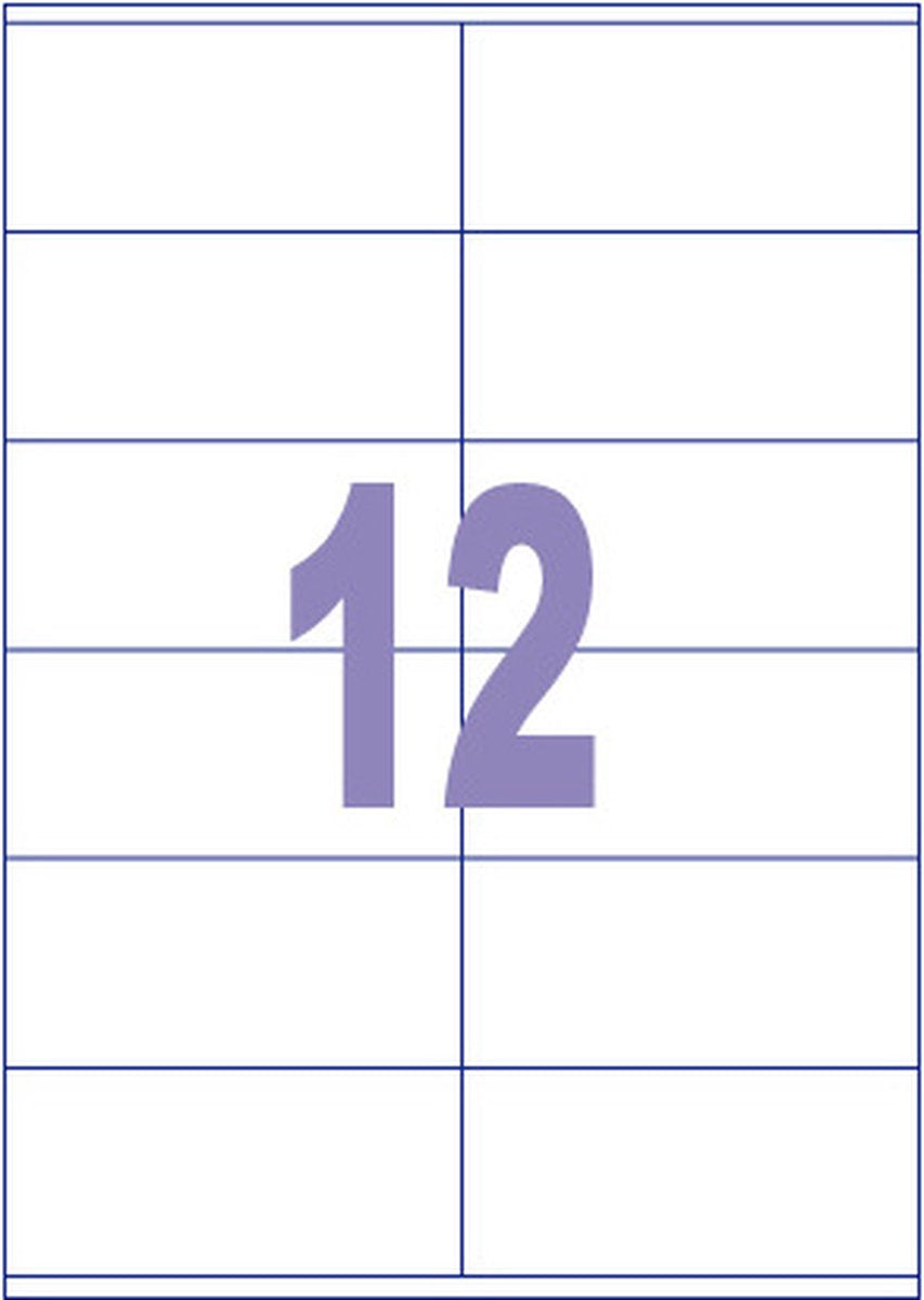 Kangaro etiket - inkjet laser kopieer - 105x48mm - 100 vel - 12 stickers per vel - k-10548