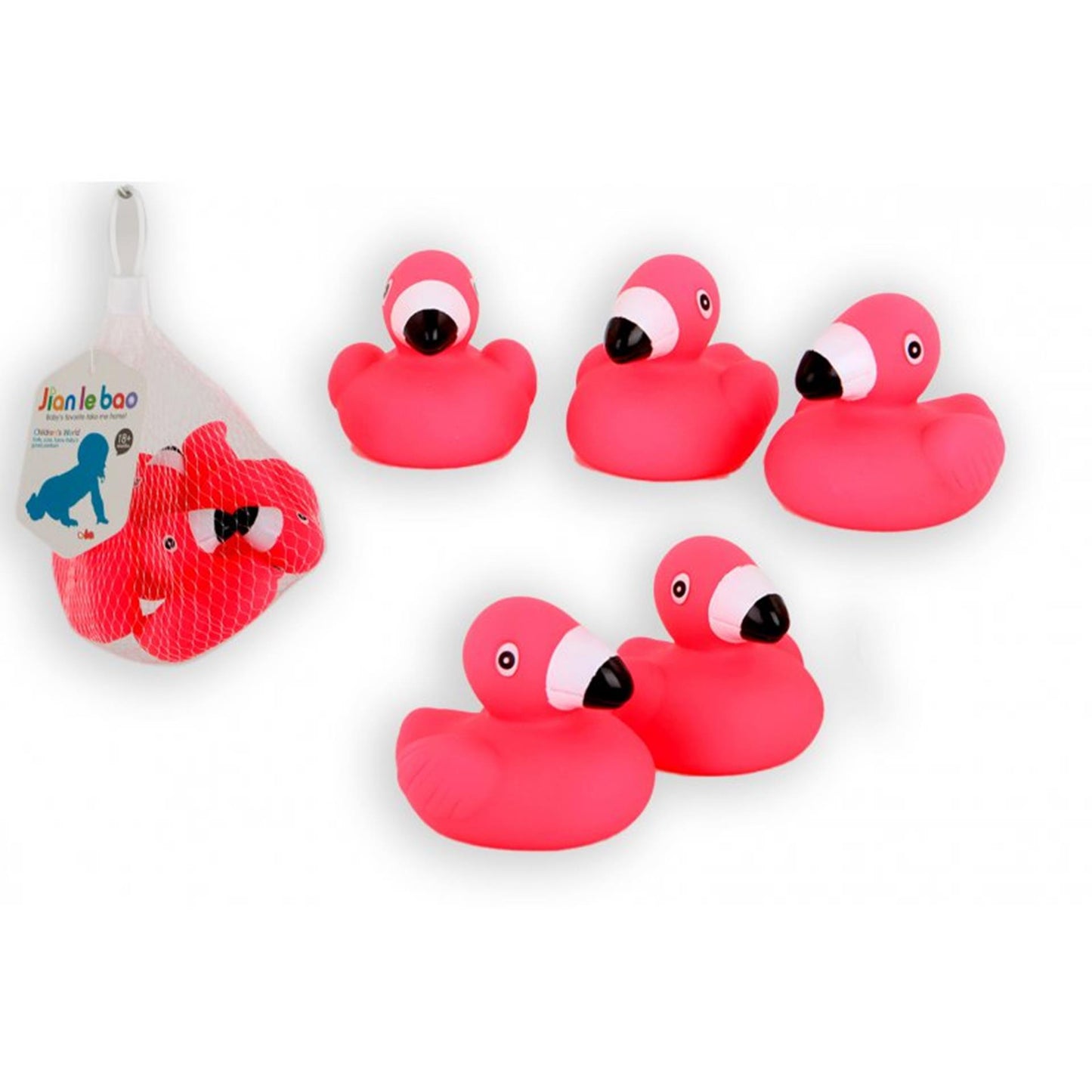 Figuras de baño flamencos 6cm netos de 5uds