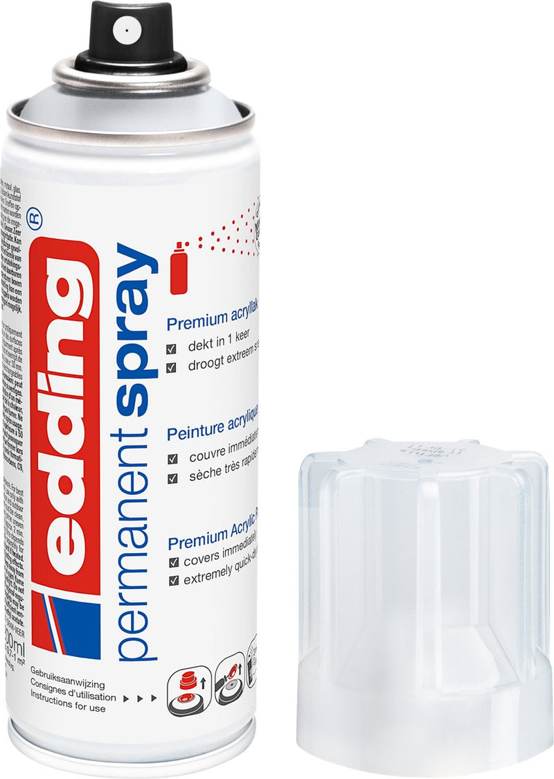 Vernice spray Edding 5200 in bomboletta spray vernice trasparente - trasparente lucido - 1 pezzo - vernice da 200 ml - superficie da 0,5 a 1 m2 - vernice acrilica per una finitura lucida - per fissare e proteggere lo strato di vernice