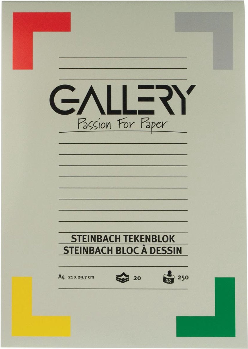 Gallery steinbach tekenblok gekorreld formaat 21 x 297 cm (a4) 250 g m² blok van 20 vel