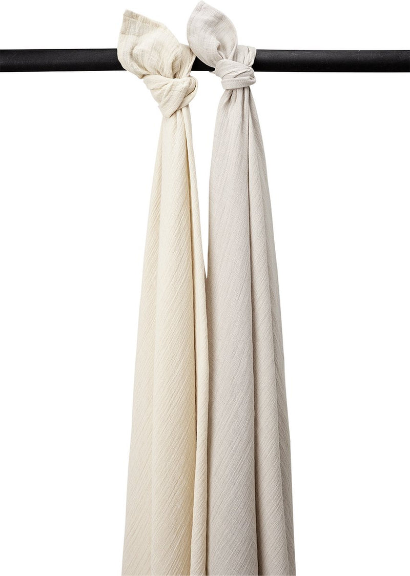 Meyco Baby Uni Swaddle - Confezione da 2 - idrofilo prelavato - Soft Sand Greige - 120x120 cm