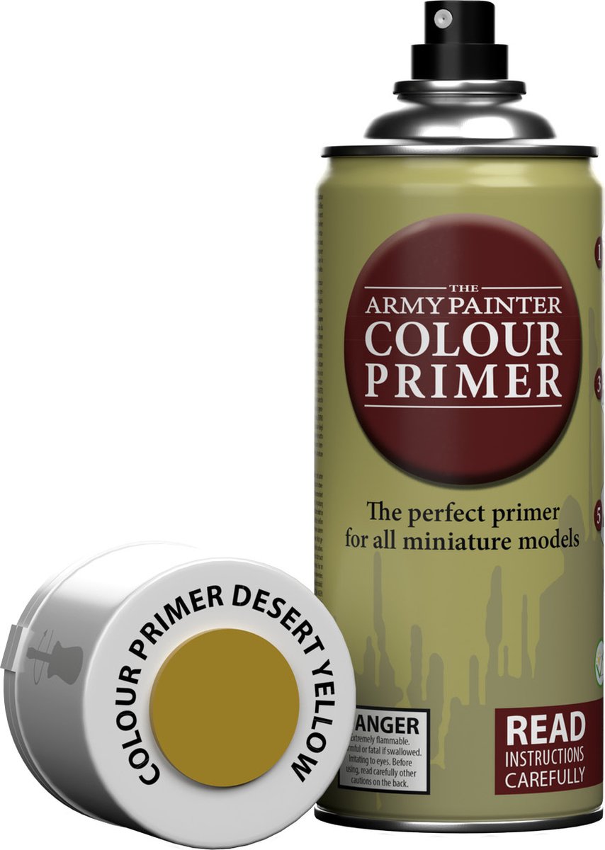 I giocattoli spray colorati per pittori dell'esercito: primer giallo deserto per miniature.