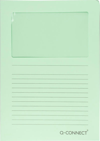 Q-connect l-map con ventana | 120 g m² | a4 | paquete de 100 piezas | verde claro