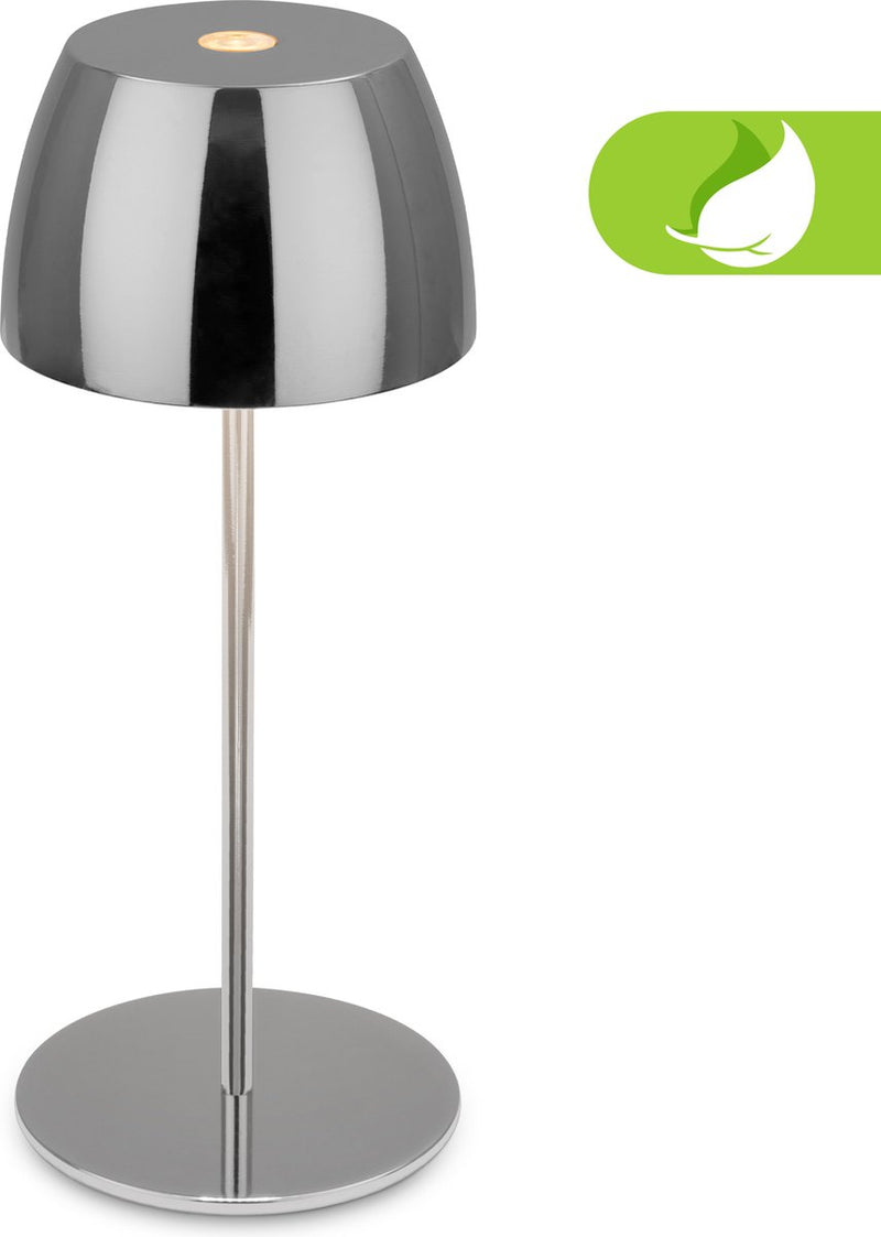 Briloner serina mini - lámpara de mesa LED inalámbrica ip44 - 7503018 - regulable - táctil - a prueba de salpicaduras - inalámbrica - batería y fuente de luz reemplazables - ø8 x 20 cm - cromo