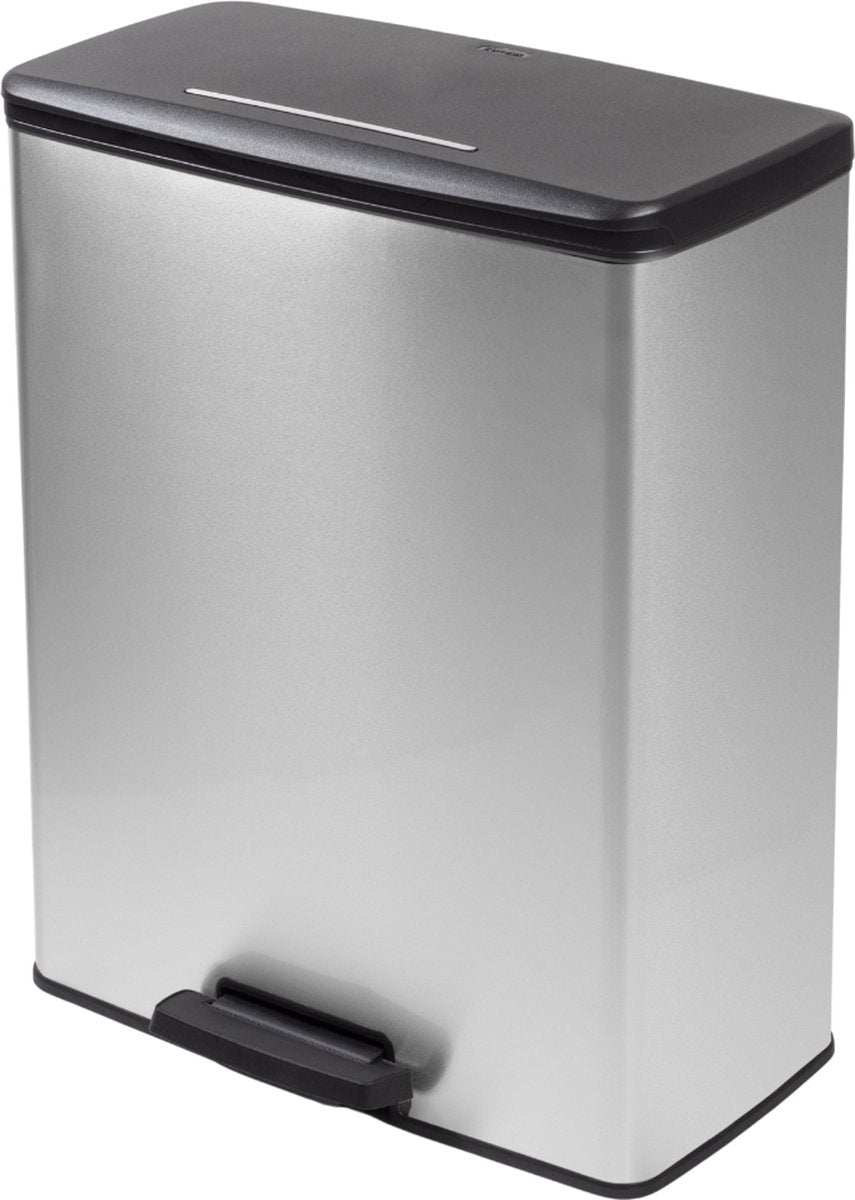 Papelera Curver decobin - 65 l - rectangular - plateado metálico
