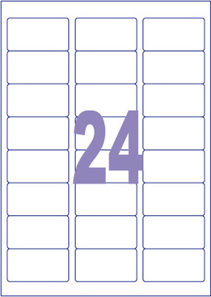 Kangaro etiket - inkjet laser kopieer - 63,5x33,9mm - 100 vel - 24 stickers per vel