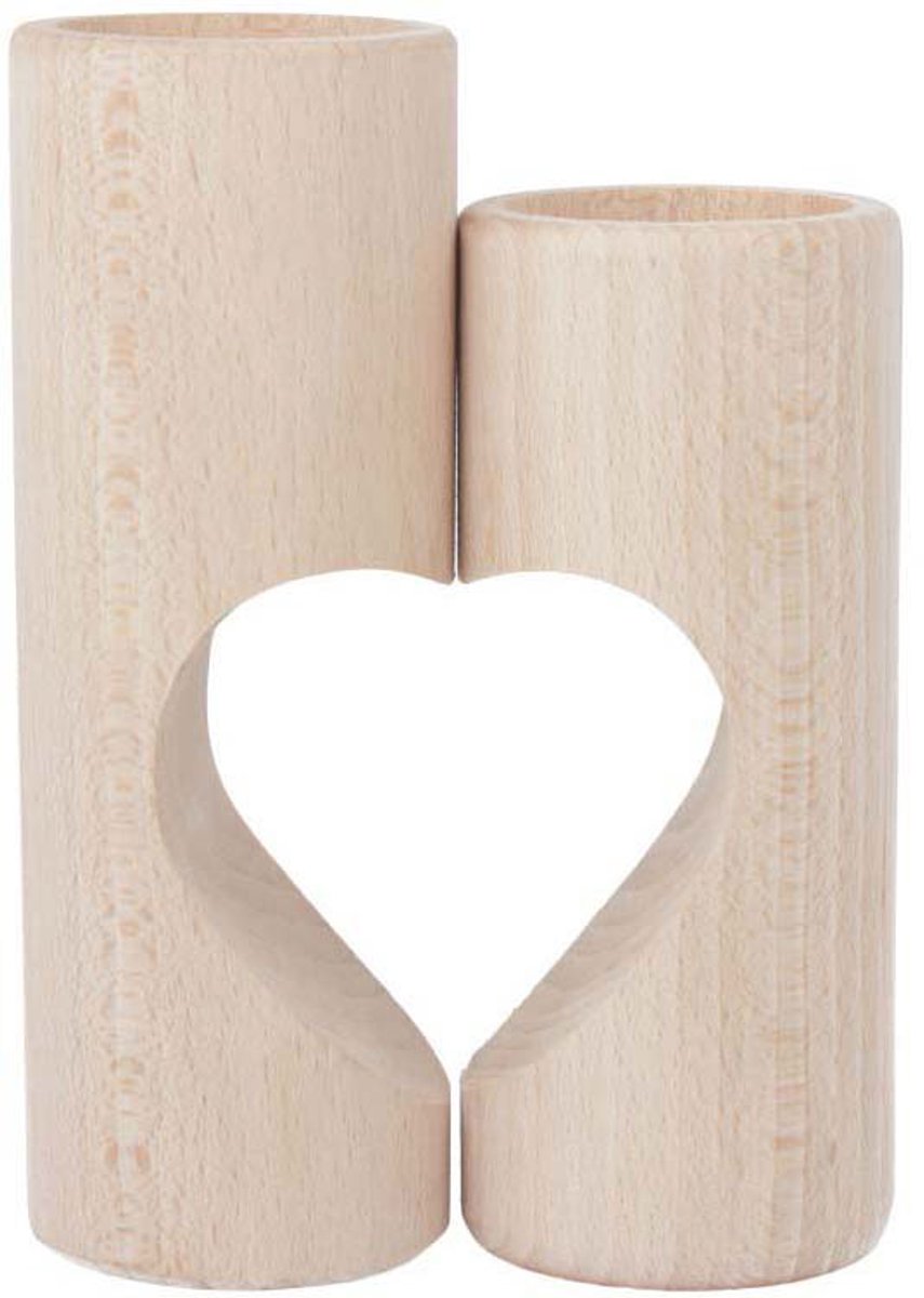 Portacandele in legno Playwood cuore, 2 pezzi.