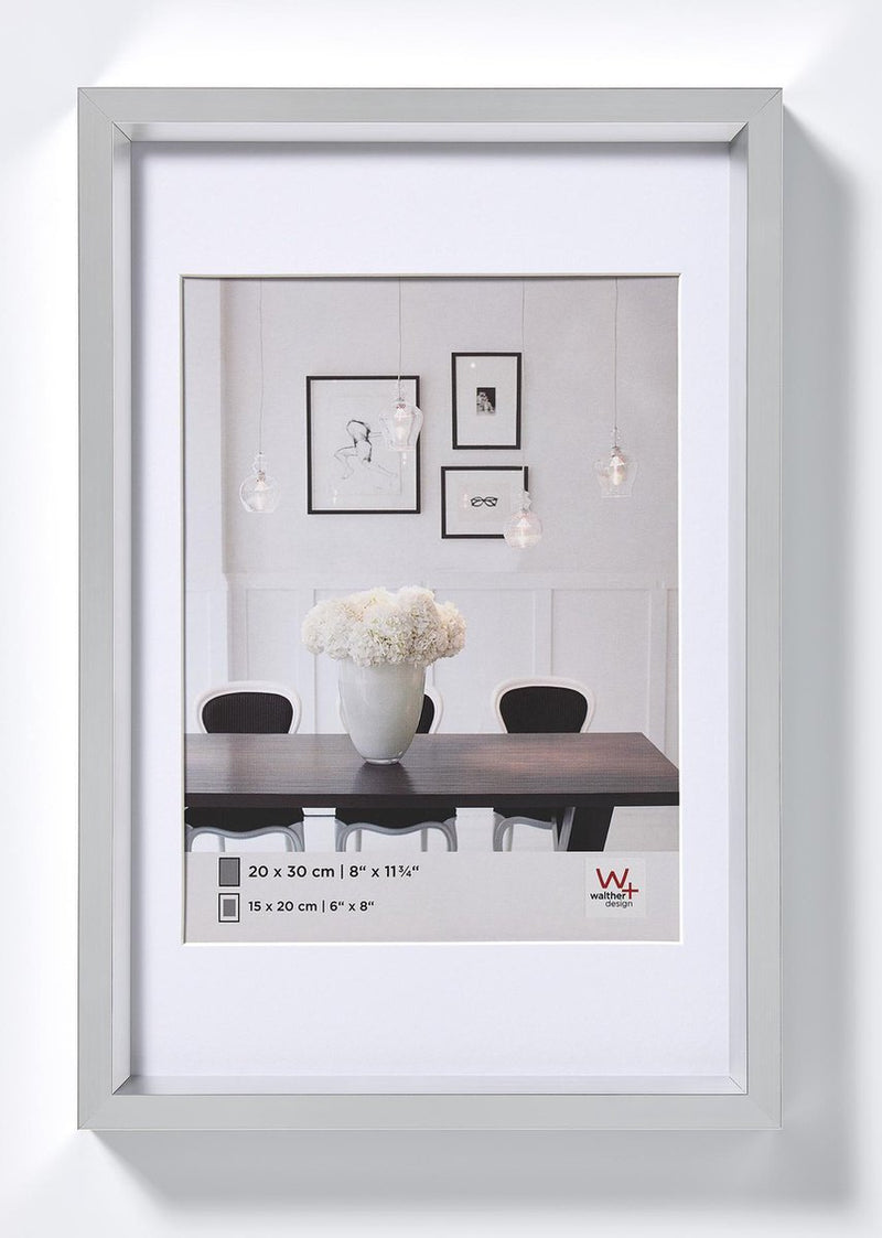 Stile Walther in acciaio - cornice in plastica - misura foto 20x30 cm - argento