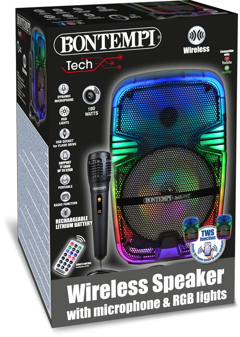 Bontempi spa bontempi - altoparlante wireless - incluso microfono ed effetti luce